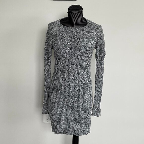 Knitz For Love & Lemons Stretch Crew Neck Sweater Dress Long Sleeve Size S Gray - Picture 2 of 3